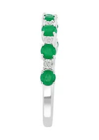 Diamond and Emerald Ring in Sterling Silver
