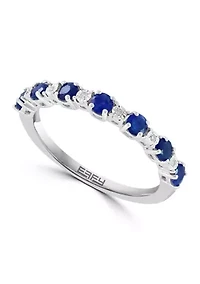 Diamond and Sapphire Ring in Sterling Silver
