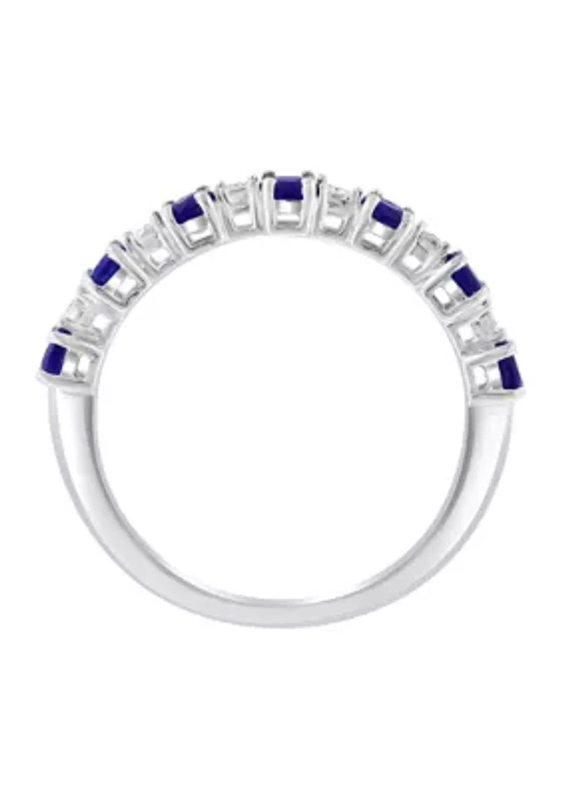 Diamond and Sapphire Ring in Sterling Silver