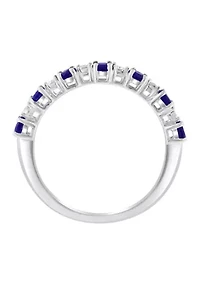 Diamond and Sapphire Ring in Sterling Silver