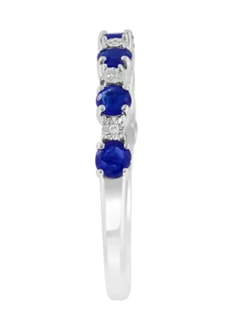 Diamond and Sapphire Ring in Sterling Silver