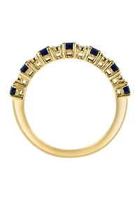 Diamond and Sapphire Ring in 14K Gold Over Silver
