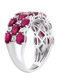 Diamond and Ruby Ring in Sterling Silver