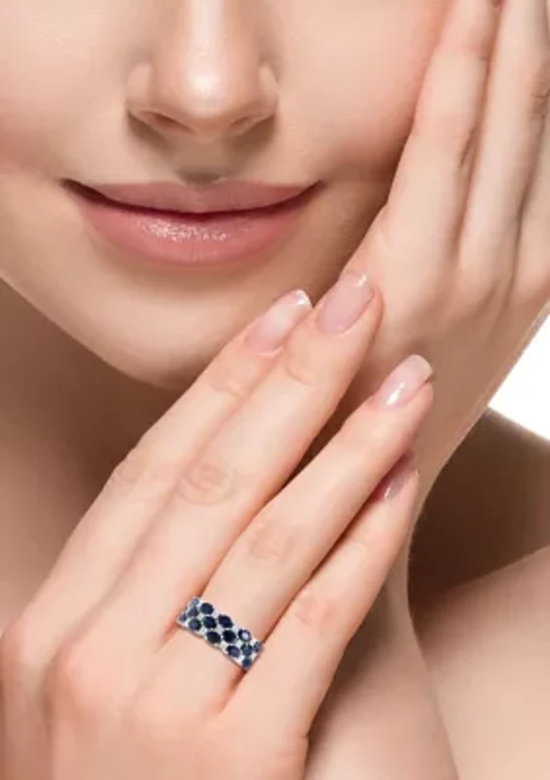 Diamond and Sapphire Ring in Sterling Silver