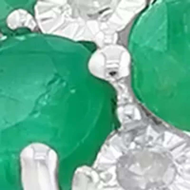 Diamond and Natural Emerald Ring in Sterling Silver