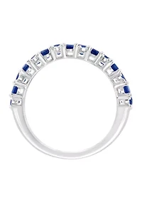 Diamond and Natural Sapphire Ring in Sterling Silver