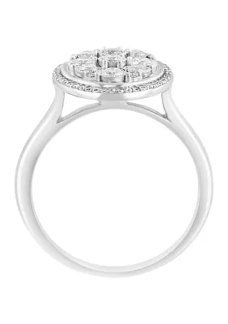 Sterling Silver 1/2 ct. t.w. Cluster Diamond Ring