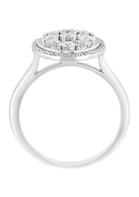 Sterling Silver 1/2 ct. t.w. Cluster Diamond Ring