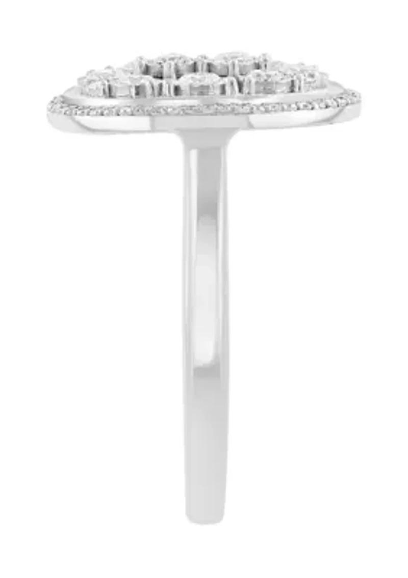 Sterling Silver 1/2 ct. t.w. Cluster Diamond Ring