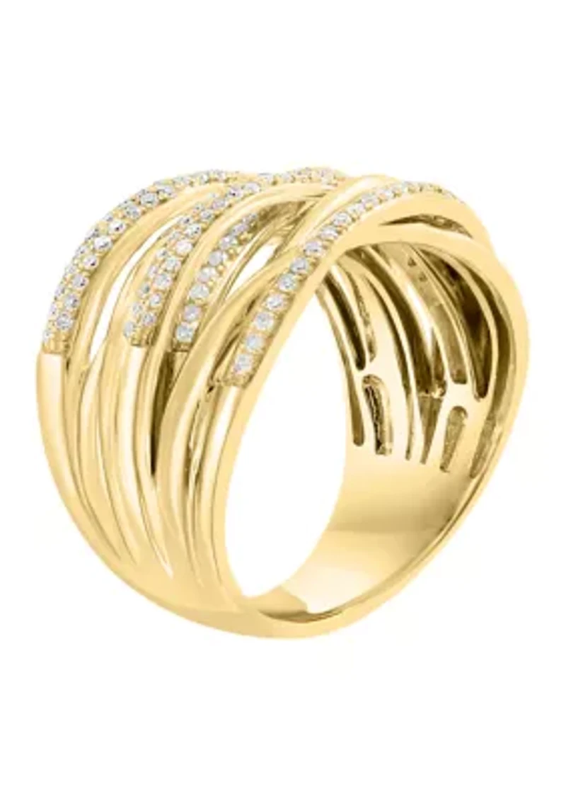 Gold Over Silver Diamond Ring