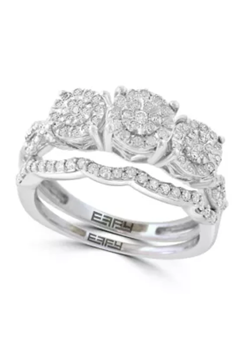 Sterling Silver Diamond 2-Piece Ring Set 