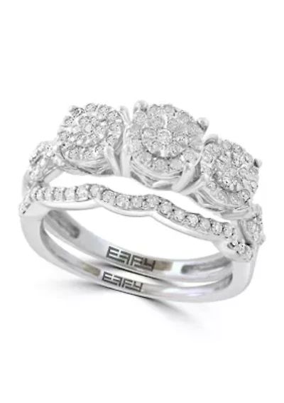 Sterling Silver Diamond 2-Piece Ring Set 