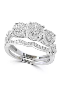 Sterling Silver Diamond 2-Piece Ring Set 
