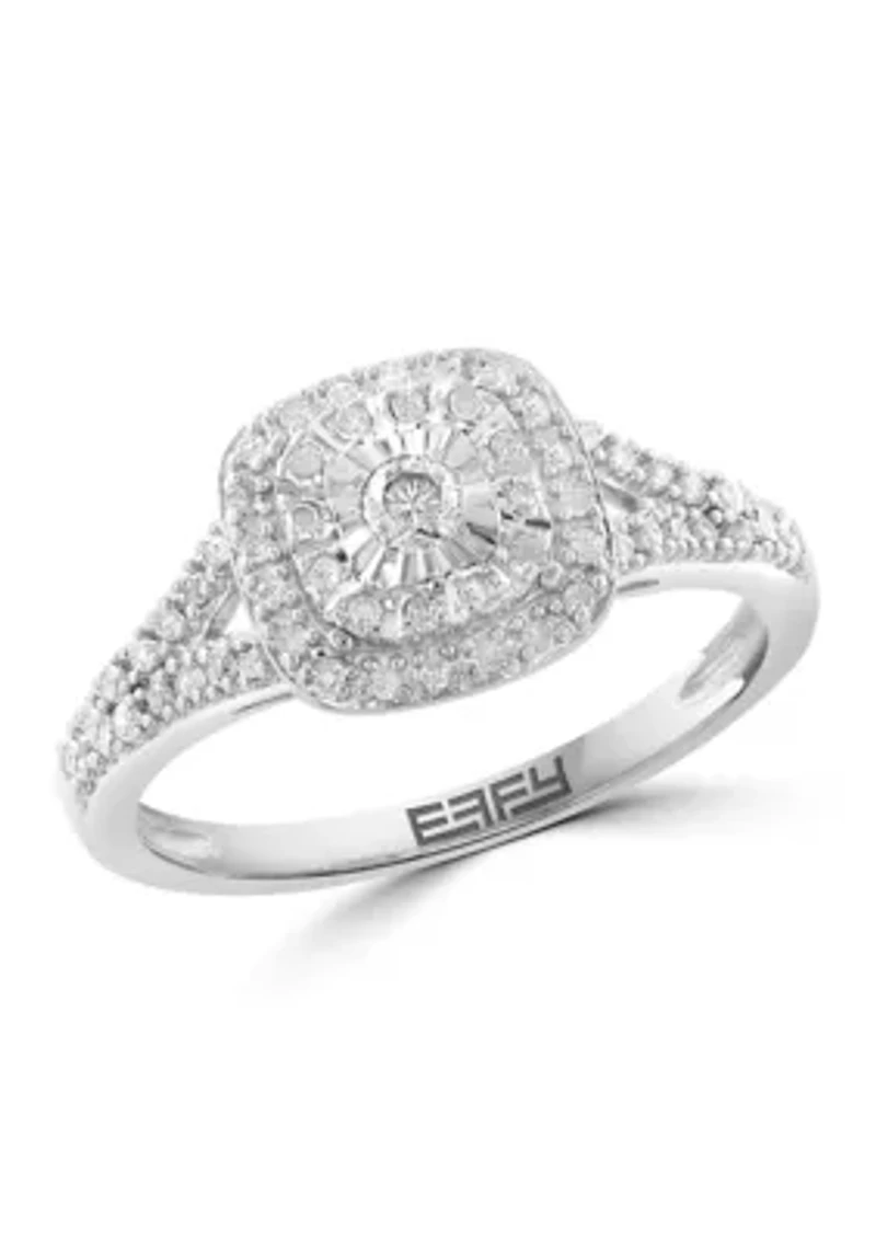 Sterling Silver Diamond Ring 