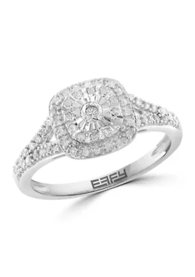 Sterling Silver Diamond Ring 