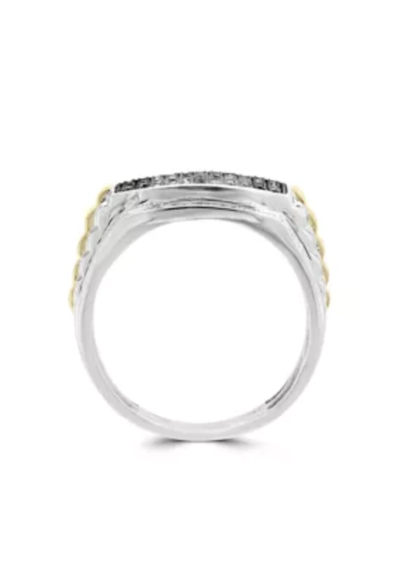 Men's 1/2 ct. t.w. Diamond and Black Diamond Ring in Sterling Silver and 14k Yellow Gold