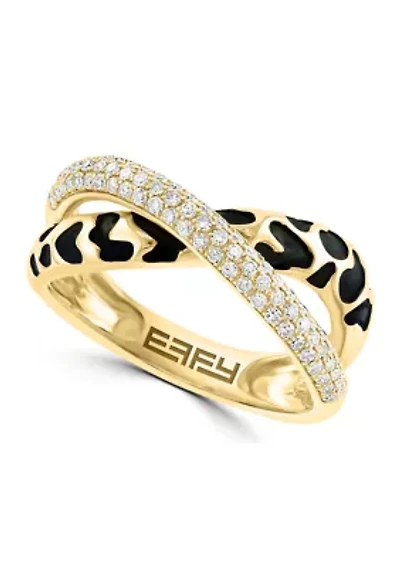 1/3 ct. t.w. Diamond Panther Print Crossover Ring in 14K Yellow Gold  