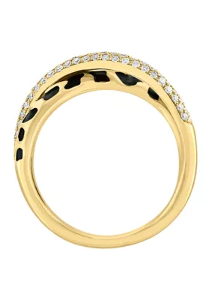 1/3 ct. t.w. Diamond Panther Print Crossover Ring in 14K Yellow Gold  