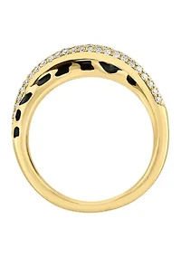 1/3 ct. t.w. Diamond Panther Print Crossover Ring in 14K Yellow Gold  
