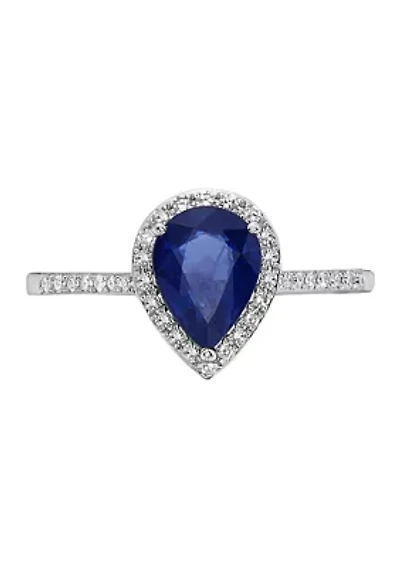 1.05 ct. t.w. Sapphire and 1/6 ct. t.w. Diamonds Ring in 14K White Gold