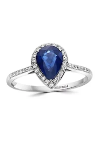 1.05 ct. t.w. Sapphire and 1/6 ct. t.w. Diamonds Ring in 14K White Gold