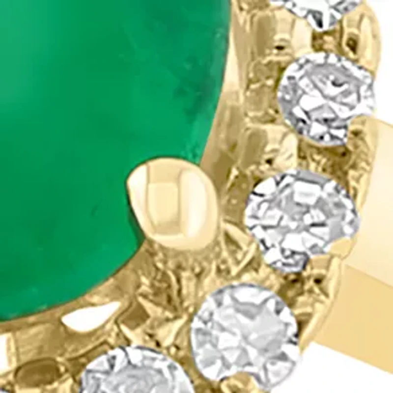 14K Yellow Gold Diamond and Natural Emerald Ring