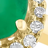 14K Yellow Gold Diamond and Natural Emerald Ring