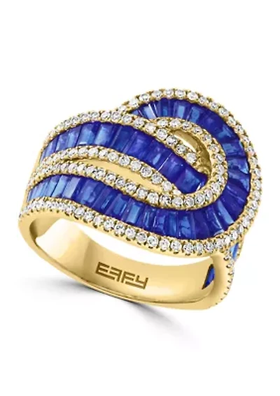 5/8 ct. t.w. Diamond and Sapphire Ring in 14K Yellow Gold