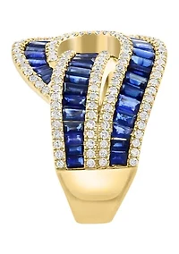 5/8 ct. t.w. Diamond and Sapphire Ring in 14K Yellow Gold