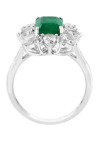 1/10 ct. t.w. Diamond, Natural Emerald, White Sapphire Ring in 14k White Gold 