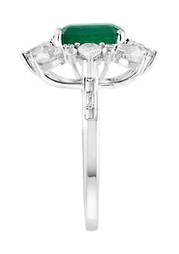 1/10 ct. t.w. Diamond, Natural Emerald, White Sapphire Ring in 14k White Gold 