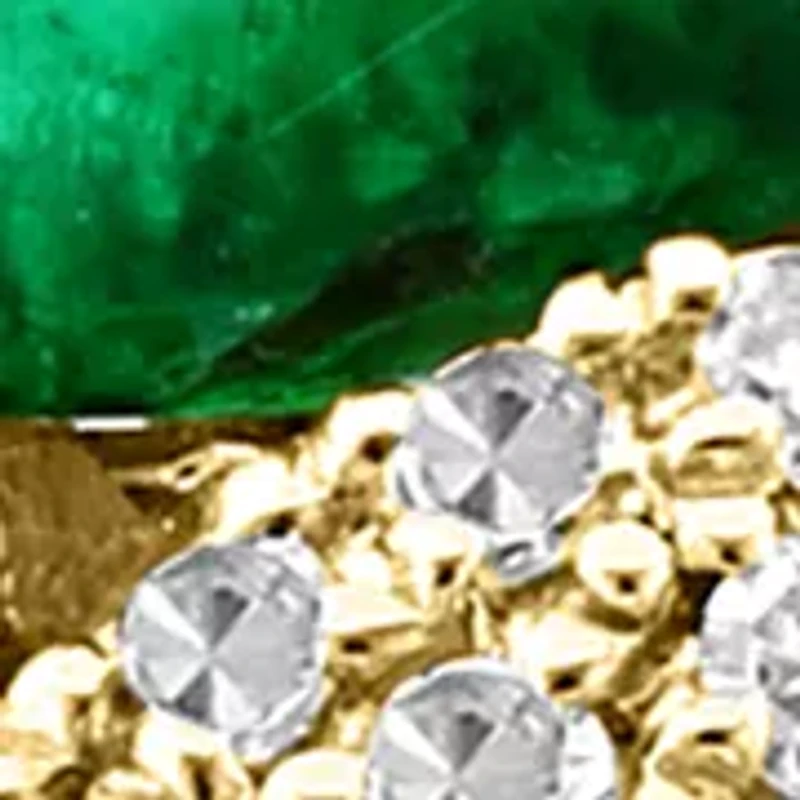 Diamond and Natural Emerald Ring in 14K Yellow Gold
