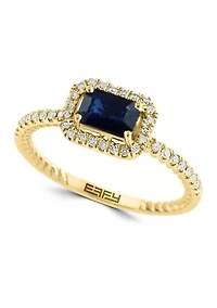 1/4 ct. t.w. Diamond and 5/8 ct. t.w. Sapphire Ring in 14K Yellow Gold 