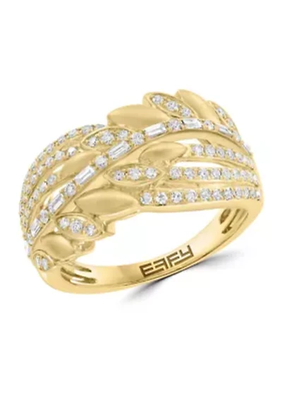 1/2 ct. t.w. Diamond Crossover Ring in 14K Yellow Gold