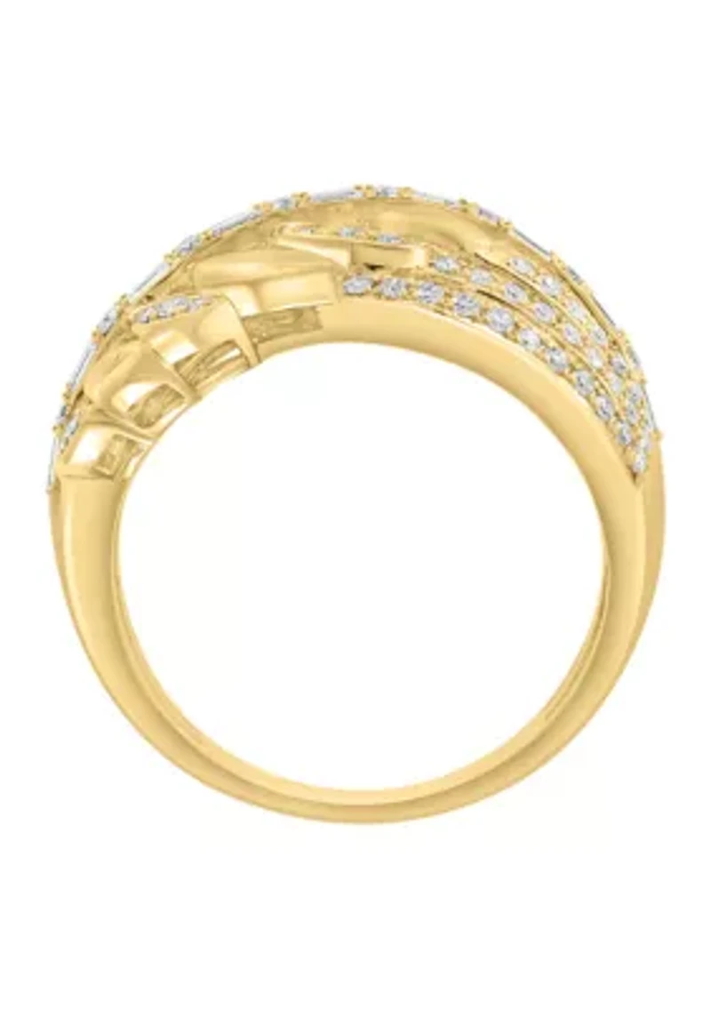 1/2 ct. t.w. Diamond Crossover Ring in 14K Yellow Gold