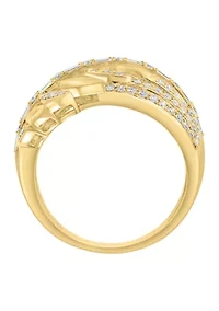 1/2 ct. t.w. Diamond Crossover Ring in 14K Yellow Gold
