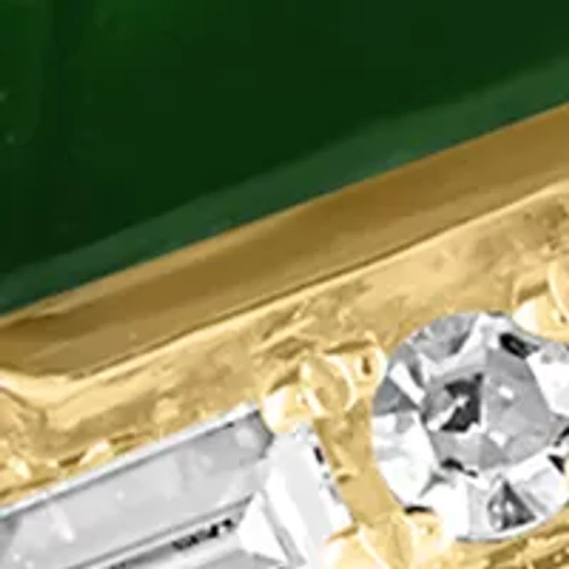 14K Yellow Gold Diamond & Emerald Ring