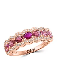 1/6 ct. t.w. Diamond, Ruby, Pink Tourmaline Ring in 14K Rose Gold