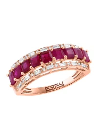 1/5 ct. t.w. Diamond and 1.54 ct. t.w. Ruby Ring in 14K Rose Gold