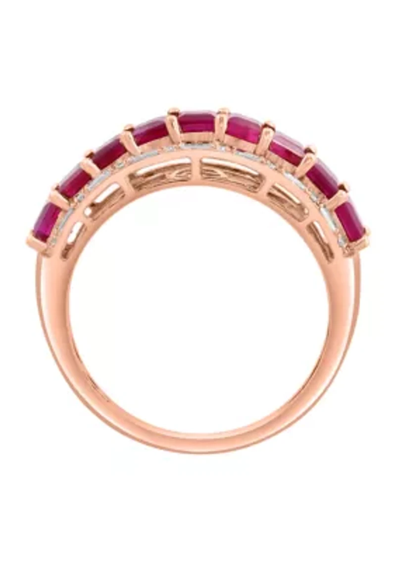 1/5 ct. t.w. Diamond and 1.54 ct. t.w. Ruby Ring in 14K Rose Gold