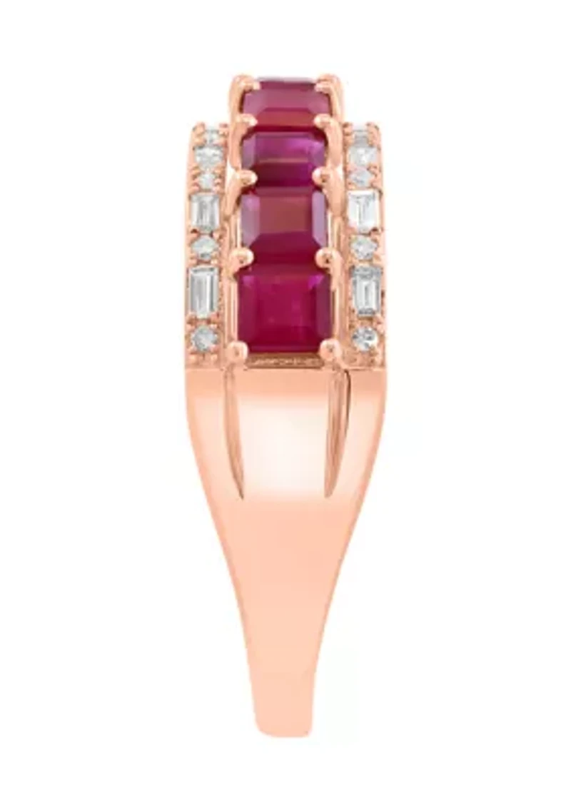 1/5 ct. t.w. Diamond and 1.54 ct. t.w. Ruby Ring in 14K Rose Gold