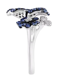 1/8 ct. t.w. Diamond and 1.53 ct t.w. Sapphire Ring in 14K White Gold 