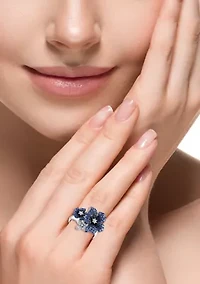 1/8 ct. t.w. Diamond and 1.53 ct t.w. Sapphire Ring in 14K White Gold 