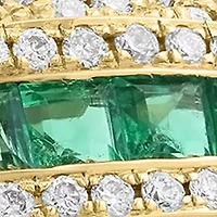 14K Yellow Gold Diamond and Natural Emerald Ring