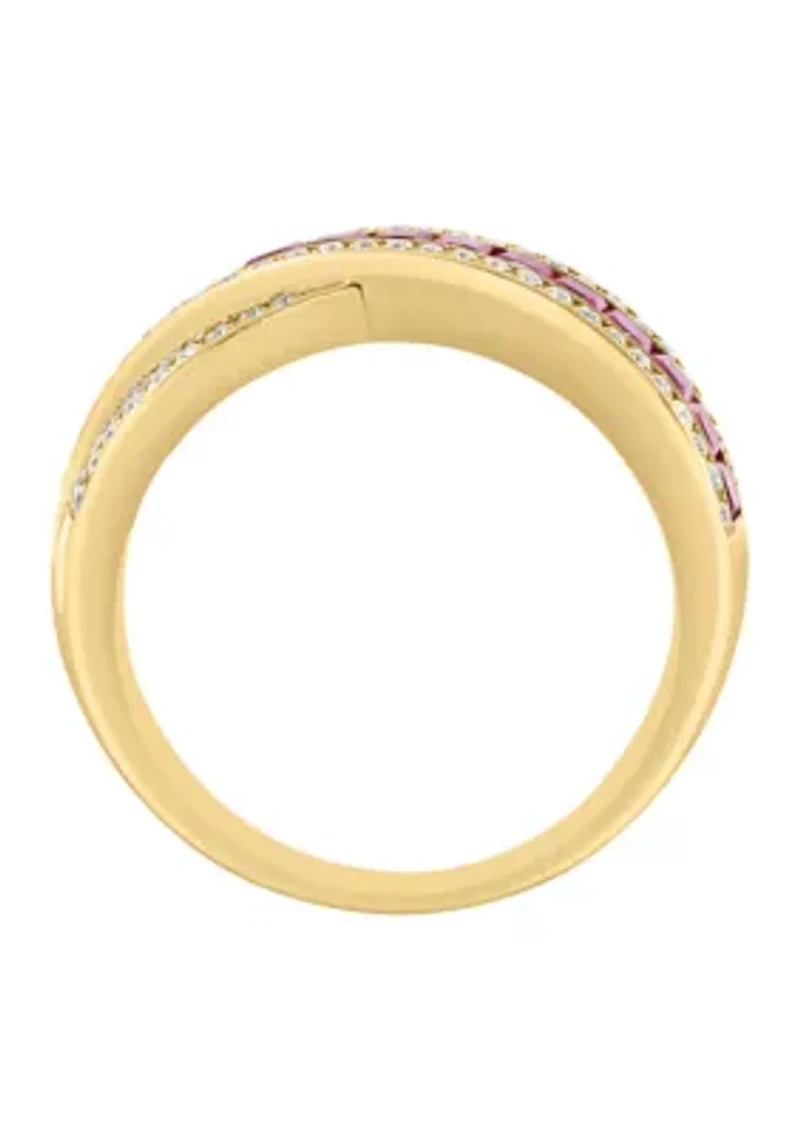 1/3 ct. t.w. Diamond, 7/8 ct. t.w. Ruby Ring in 14K Yellow Gold