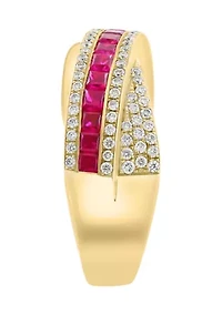 1/3 ct. t.w. Diamond, 7/8 ct. t.w. Ruby Ring in 14K Yellow Gold
