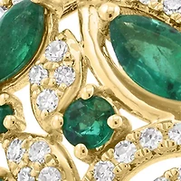 14K Yellow Gold Diamond, Natural Emerald Ring
