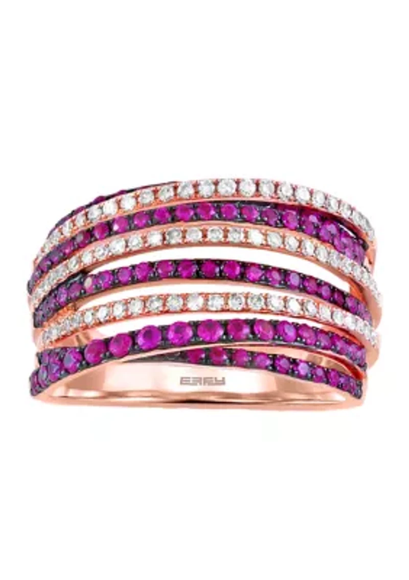 1/3 ct. t.w. Diamond and 3/4 ct. t.w. Ruby Ring in 14K Rose Gold