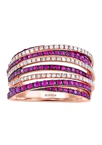 1/3 ct. t.w. Diamond and 3/4 ct. t.w. Ruby Ring in 14K Rose Gold