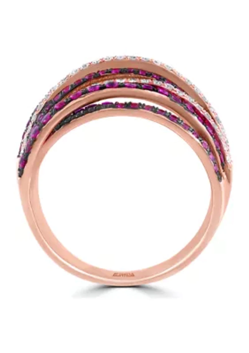 1/3 ct. t.w. Diamond and 3/4 ct. t.w. Ruby Ring in 14K Rose Gold